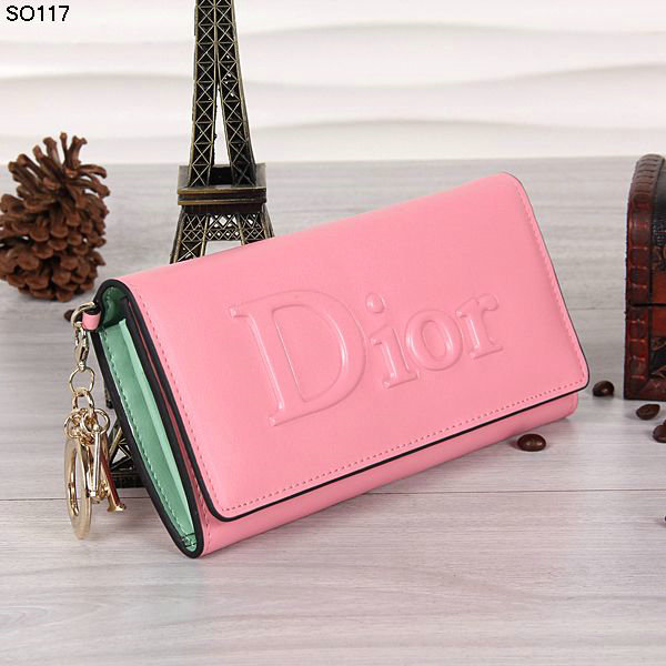 dior wallet calfksin leather 117 pink&green - Click Image to Close
